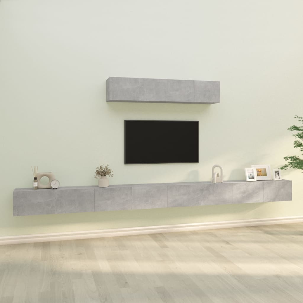 Ensemble de meubles TV 6 pcs Gris béton Bois d'ingénierie - XIOS