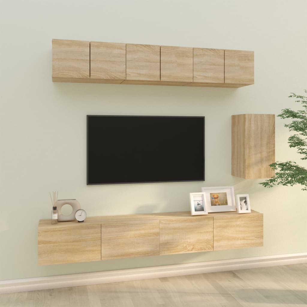 Ensemble de meubles TV 6 pcs Chêne sonoma Bois d'ingénierie - XIOS