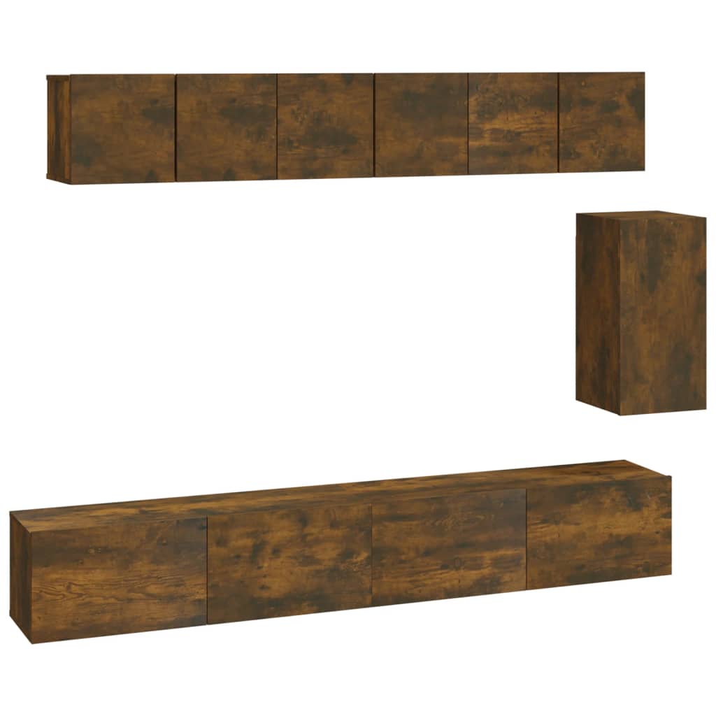 Ensemble de meubles TV 6 pcs Chêne fumé Bois d'ingénierie - XIOS