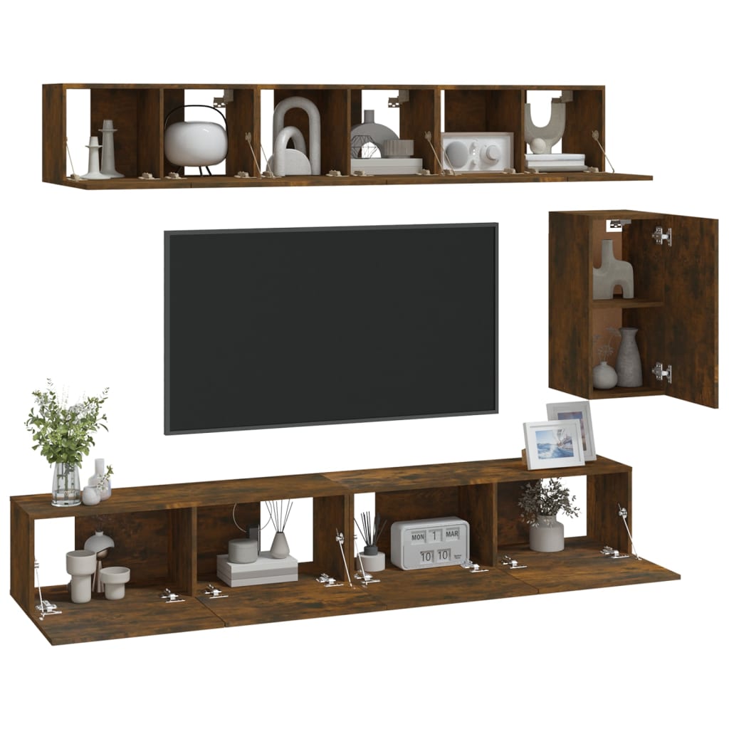 Ensemble de meubles TV 6 pcs Chêne fumé Bois d'ingénierie - XIOS
