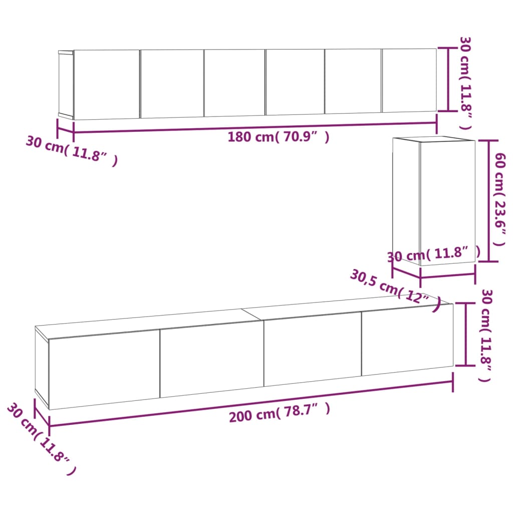 Ensemble de meubles TV 6 pcs Chêne fumé Bois d'ingénierie - XIOS