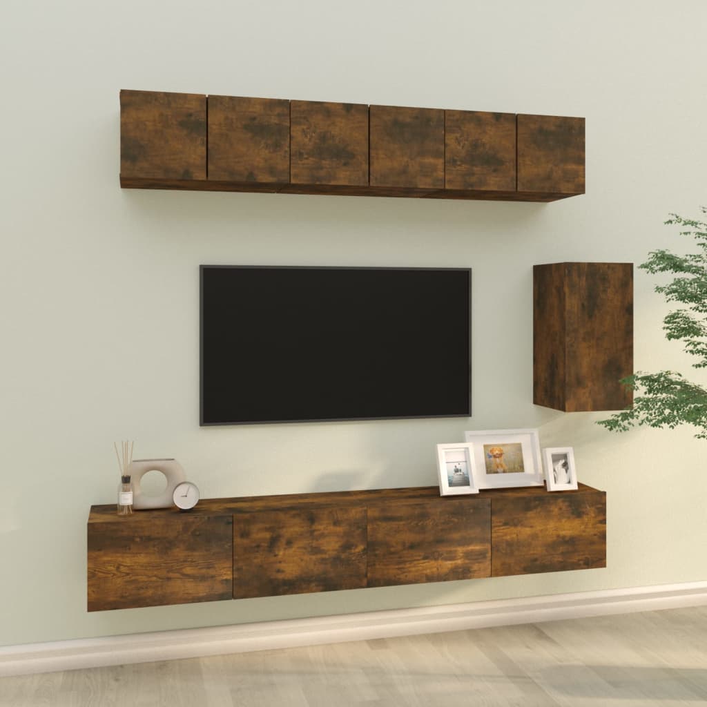 Ensemble de meubles TV 6 pcs Chêne fumé Bois d'ingénierie - XIOS