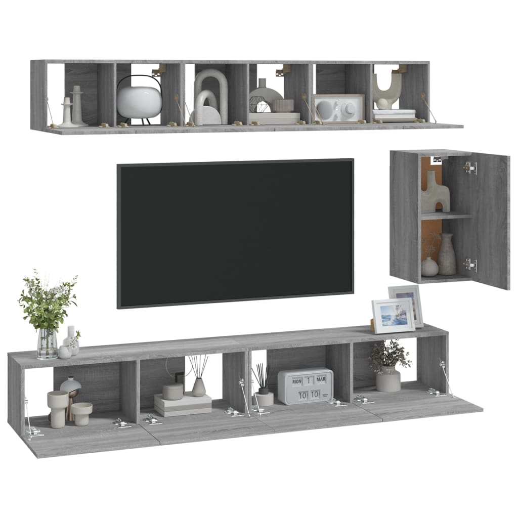 Ensemble de meubles TV 6 pcs Sonoma gris Bois d'ingénierie - XIOS