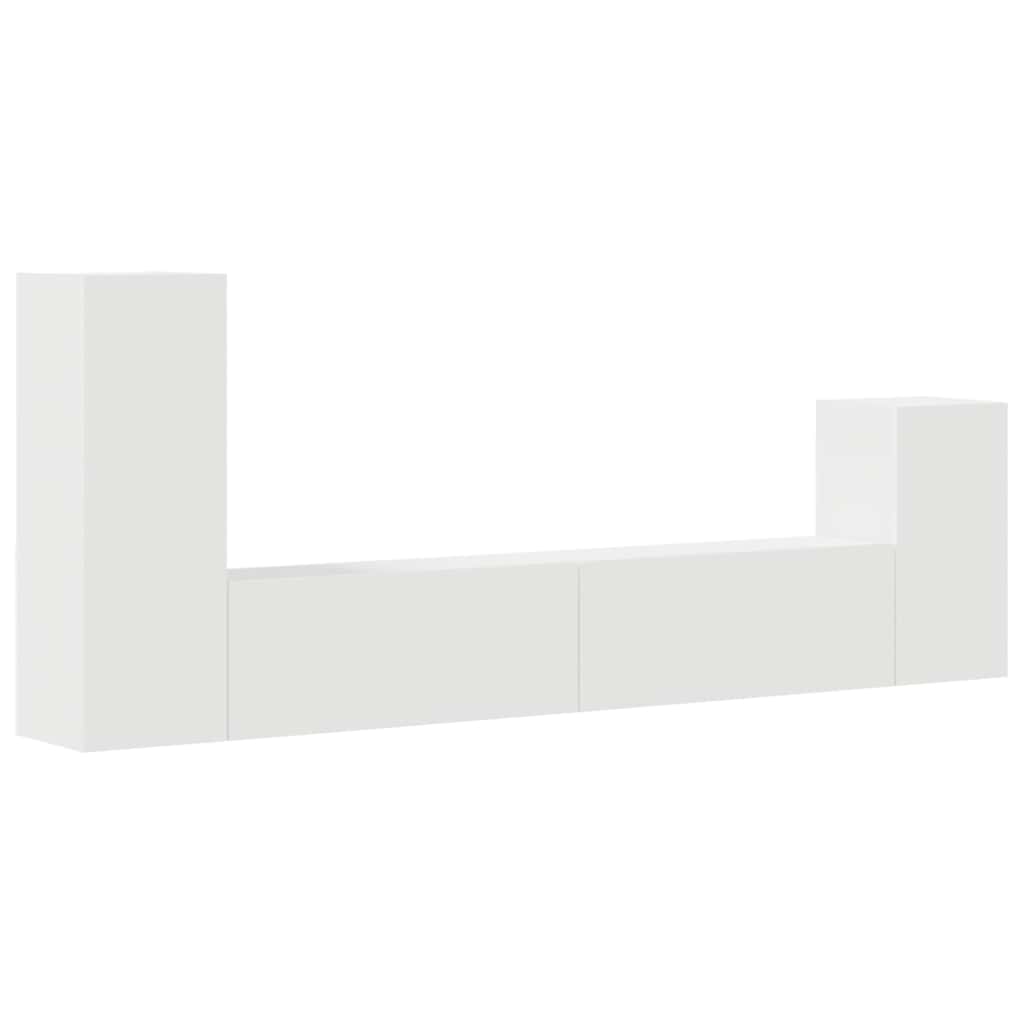 Ensemble de meubles TV 4 pcs Blanc Bois d'ingénierie