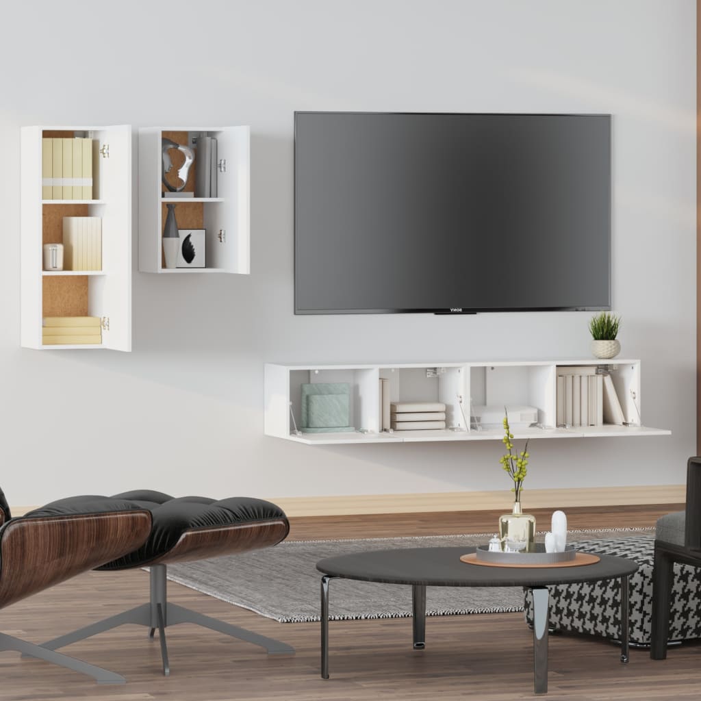 Ensemble de meubles TV 4 pcs Blanc Bois d'ingénierie - XIOS