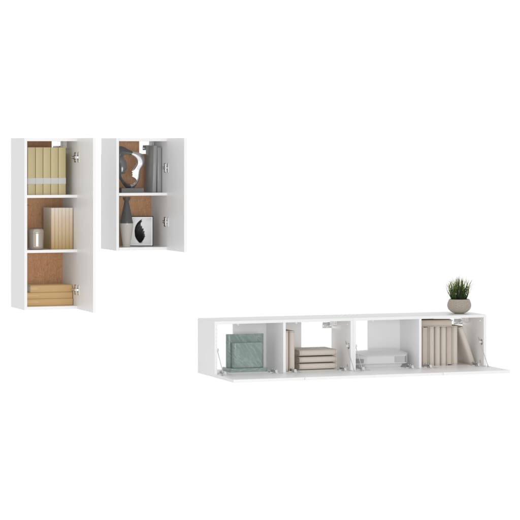 Ensemble de meubles TV 4 pcs Blanc Bois d'ingénierie - XIOS
