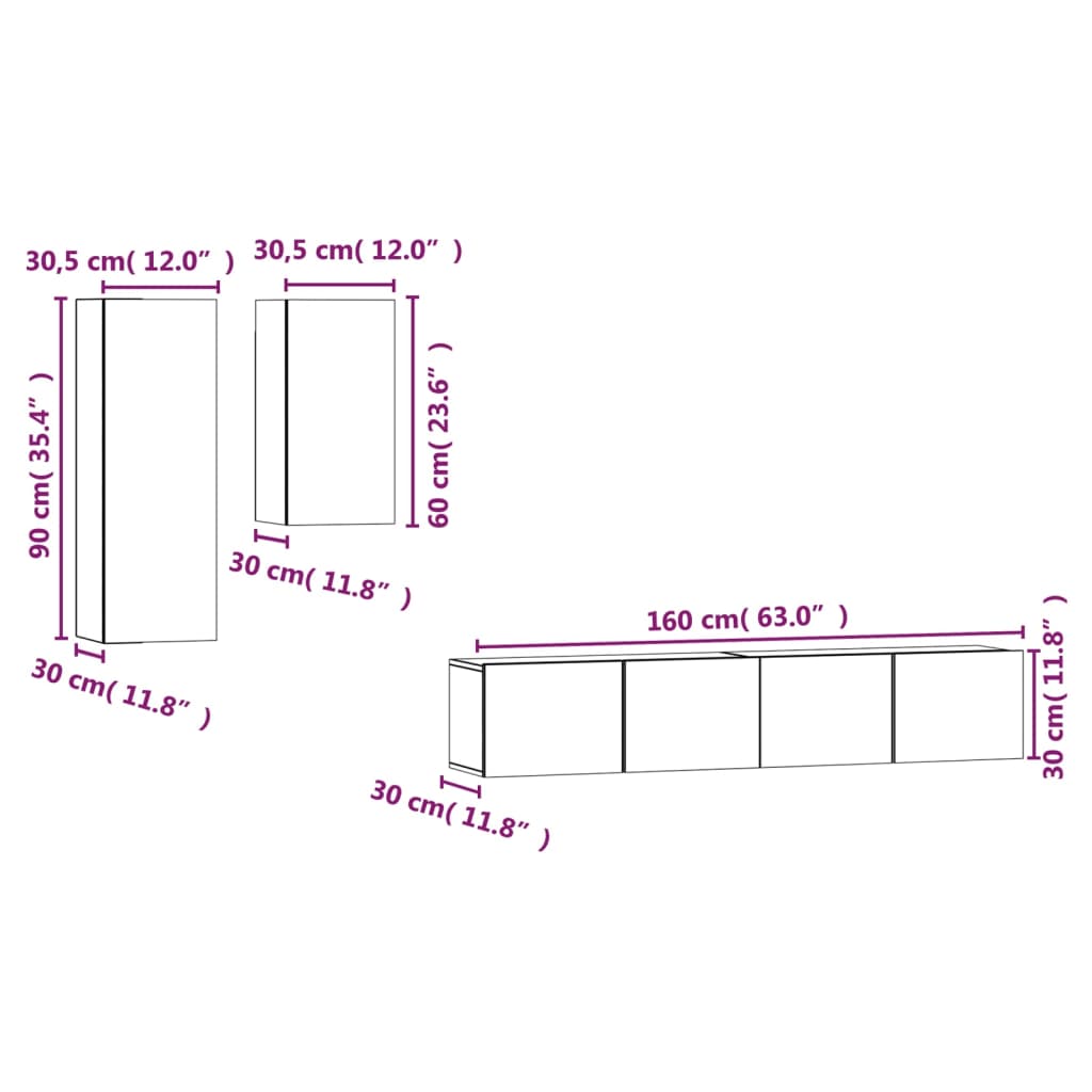 Ensemble de meubles TV 4 pcs Blanc Bois d'ingénierie - XIOS