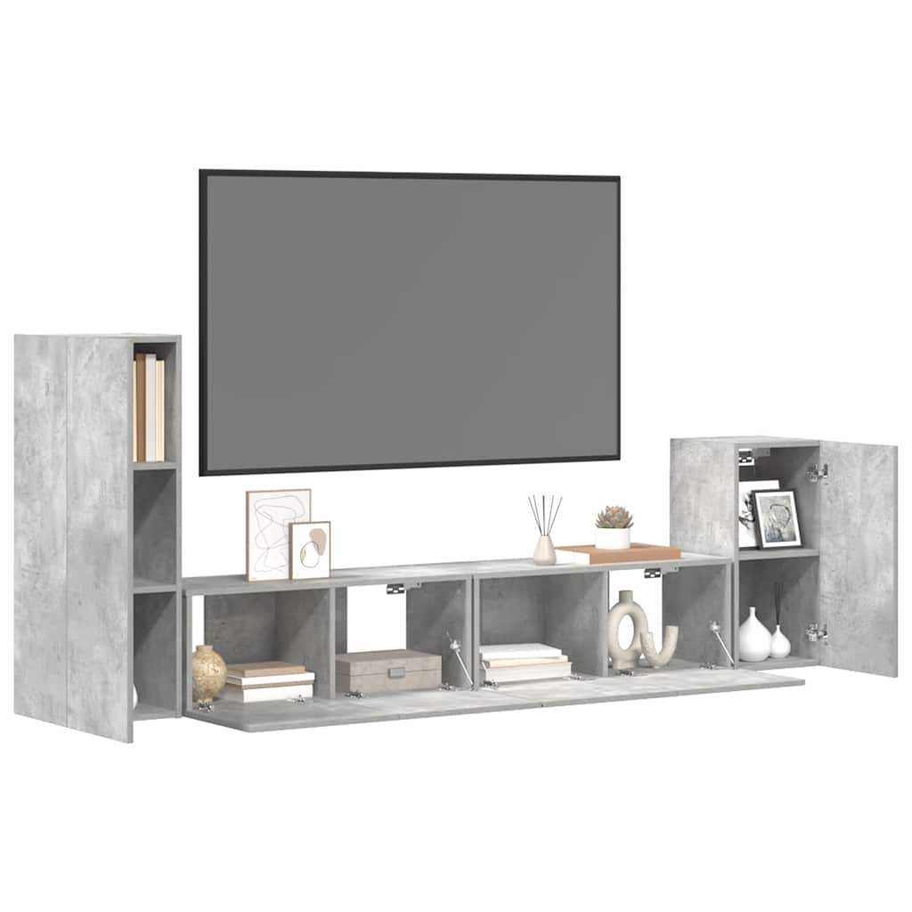 Ensemble de meubles TV 4 pcs Gris béton Bois d'ingénierie - XIOS