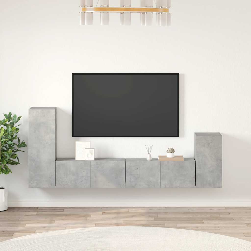 Ensemble de meubles TV 4 pcs Gris béton Bois d'ingénierie - XIOS