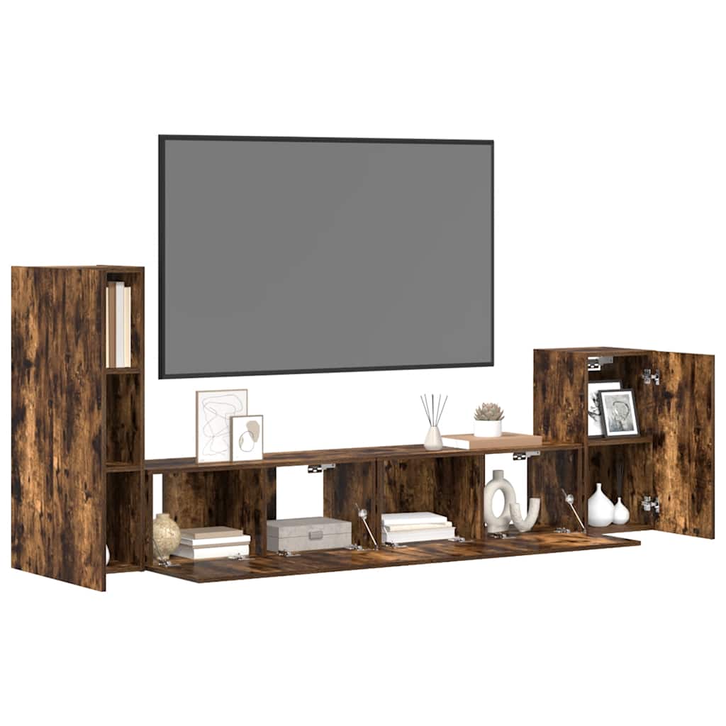 Ensemble de meubles TV 4 pcs Chêne fumé Bois d'ingénierie - XIOS