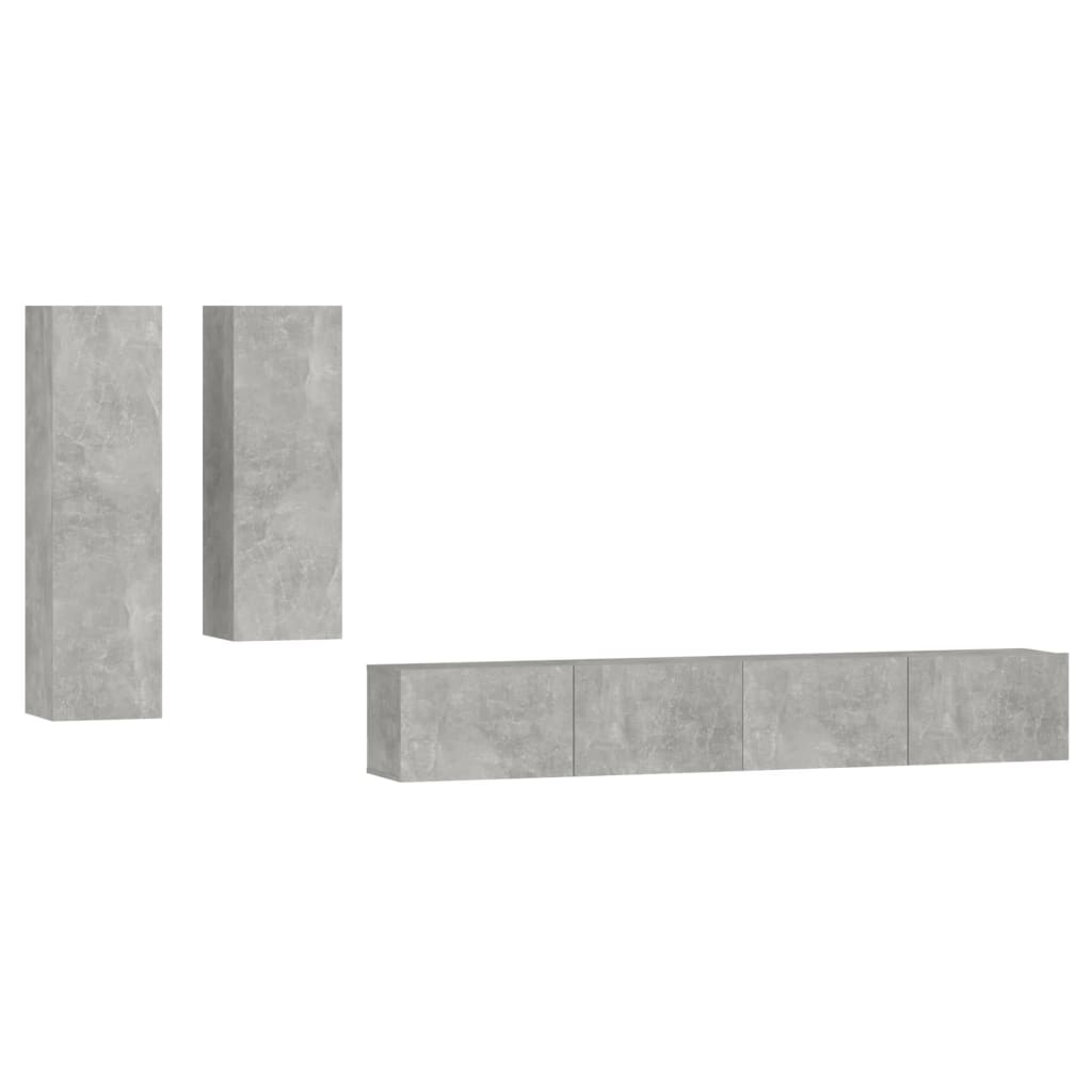 Ensemble de meubles TV 4 pcs Gris béton Bois d'ingénierie - XIOS