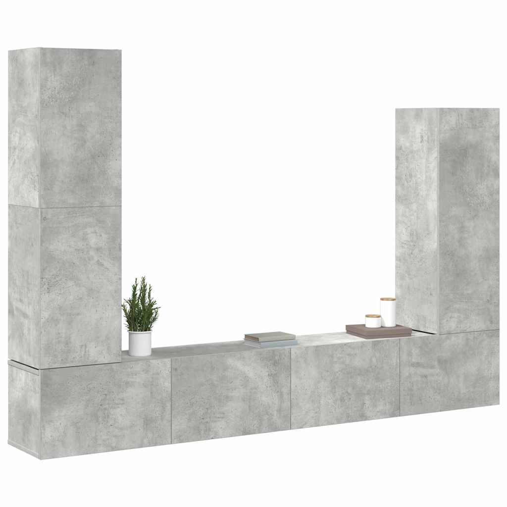 Ensemble de meubles TV 4 pcs Gris béton Bois d'ingénierie - XIOS