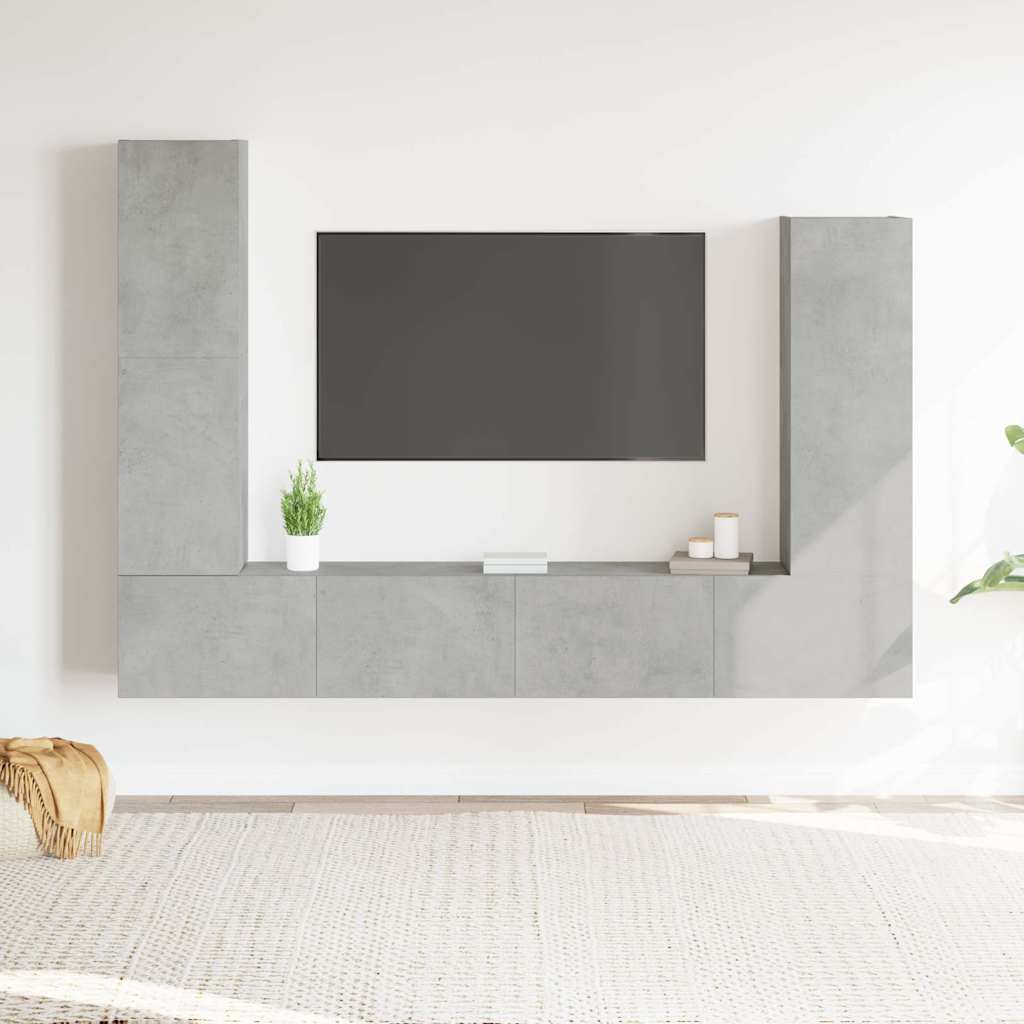 Ensemble de meubles TV 4 pcs Gris béton Bois d'ingénierie - XIOS