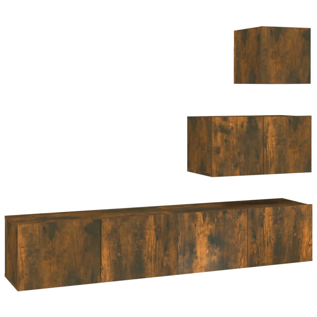 Ensemble de meubles TV 4 pcs Chêne fumé Bois d'ingénierie - XIOS
