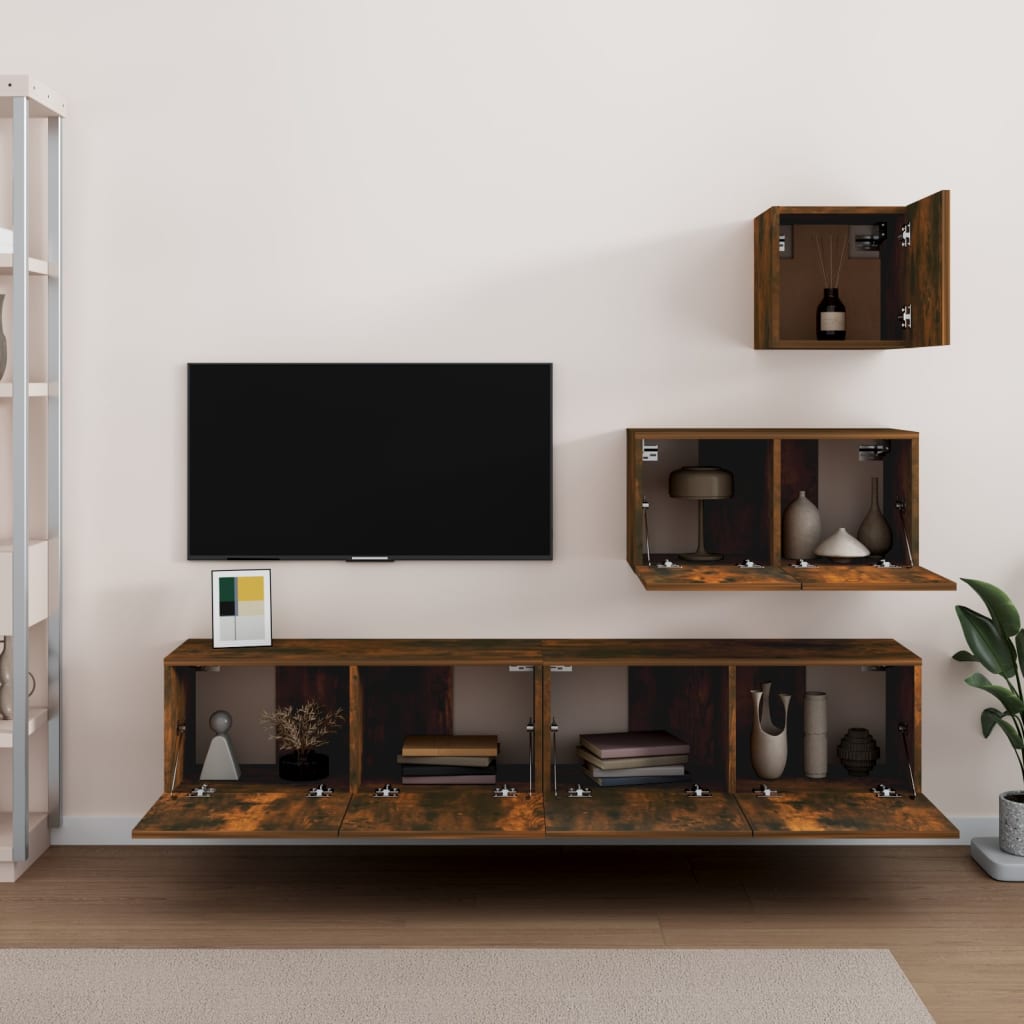 Ensemble de meubles TV 4 pcs Chêne fumé Bois d'ingénierie - XIOS