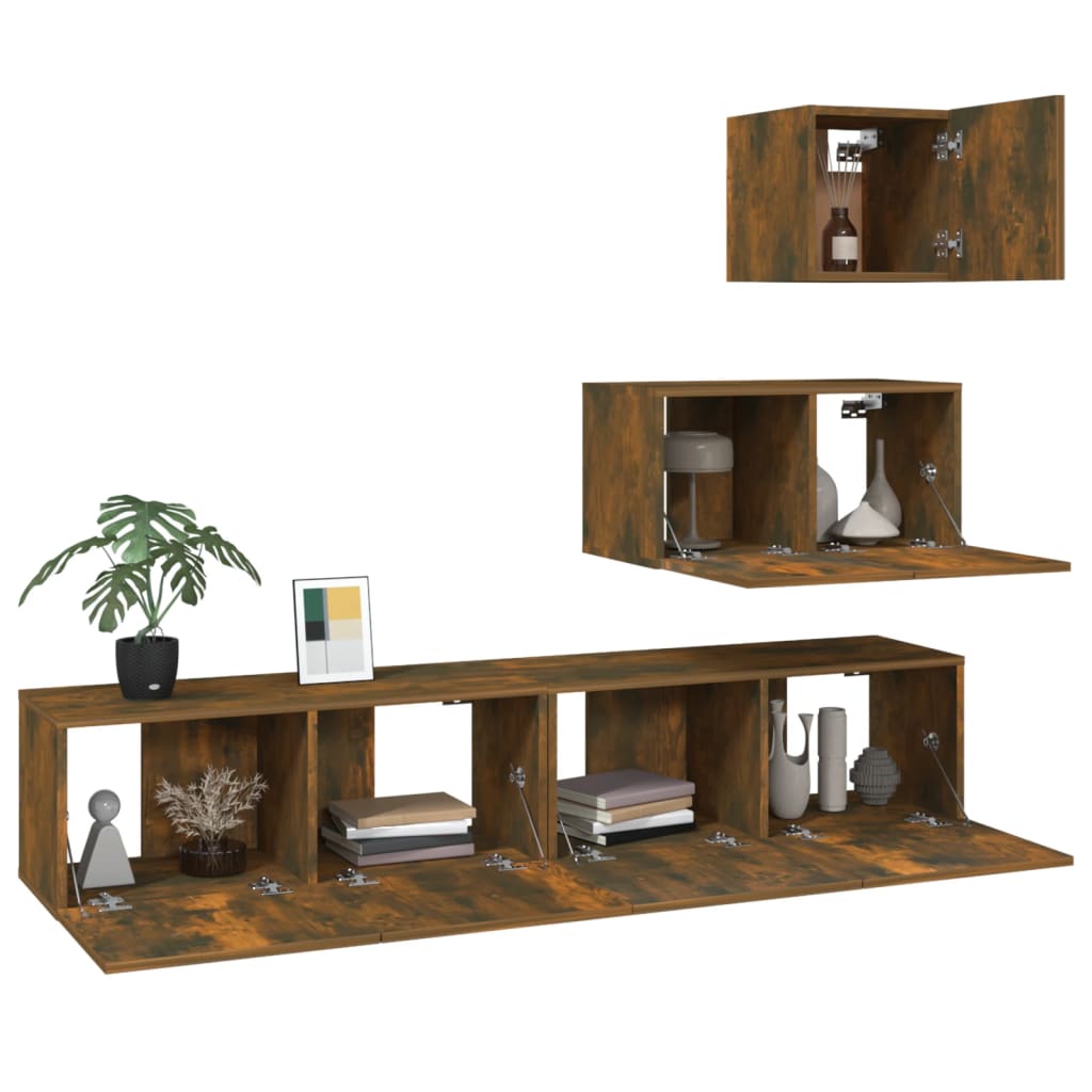 Ensemble de meubles TV 4 pcs Chêne fumé Bois d'ingénierie - XIOS