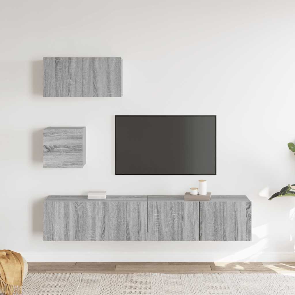 Ensemble de meubles TV 4 pcs Sonoma gris Bois d'ingénierie - XIOS