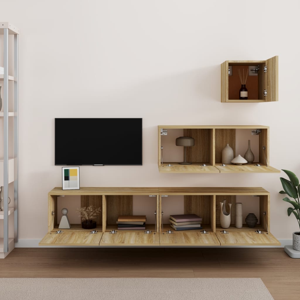 Ensemble de meubles TV 4 pcs Chêne sonoma Bois d'ingénierie - XIOS