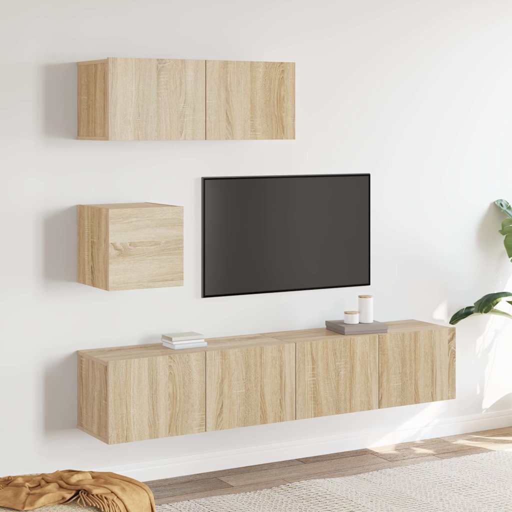 Ensemble de meubles TV 4 pcs Chêne sonoma Bois d'ingénierie