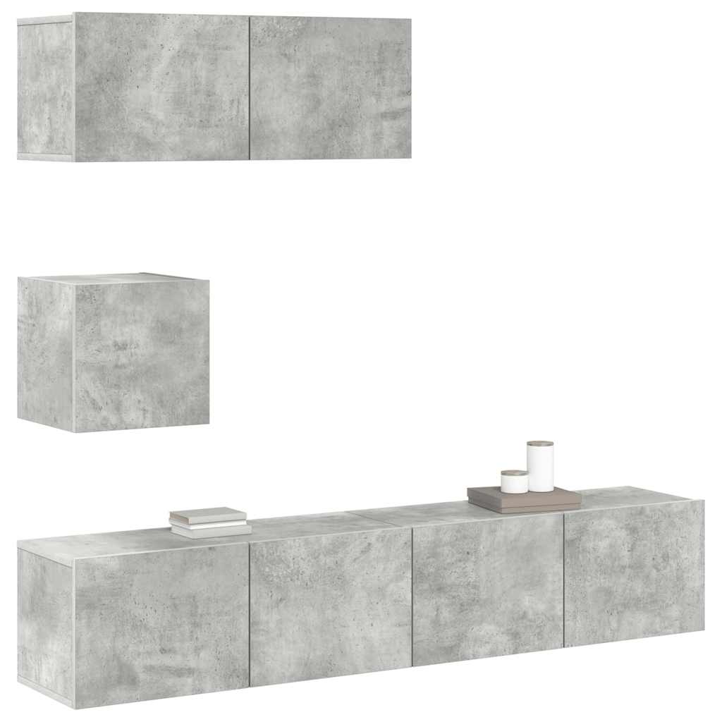 Ensemble de meubles TV 4 pcs Gris béton Bois d'ingénierie - XIOS