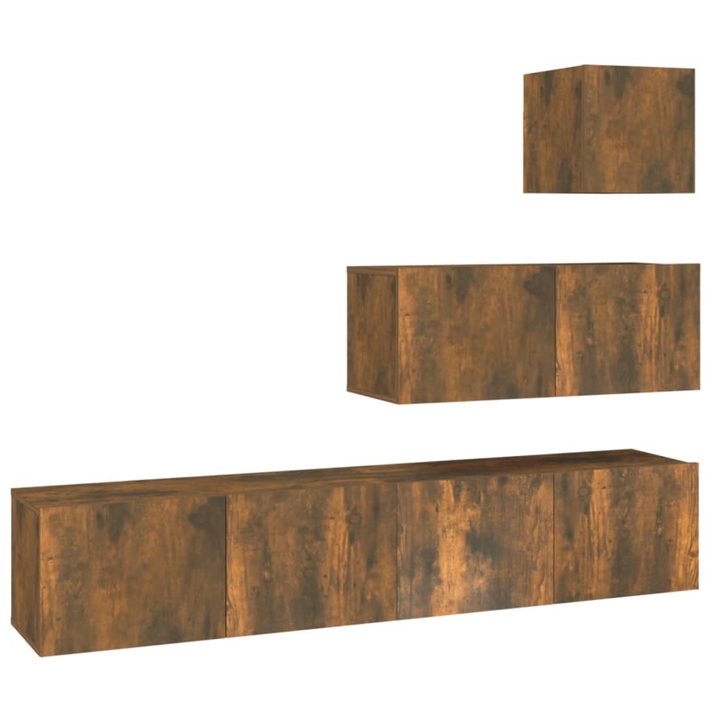 Ensemble de meubles TV 4 pcs Chêne fumé Bois d'ingénierie - XIOS