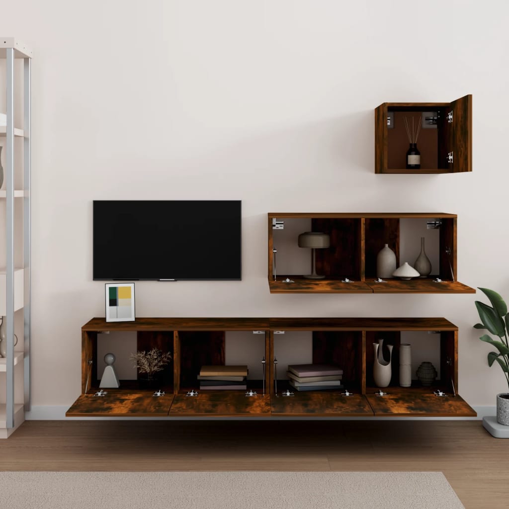Ensemble de meubles TV 4 pcs Chêne fumé Bois d'ingénierie - XIOS