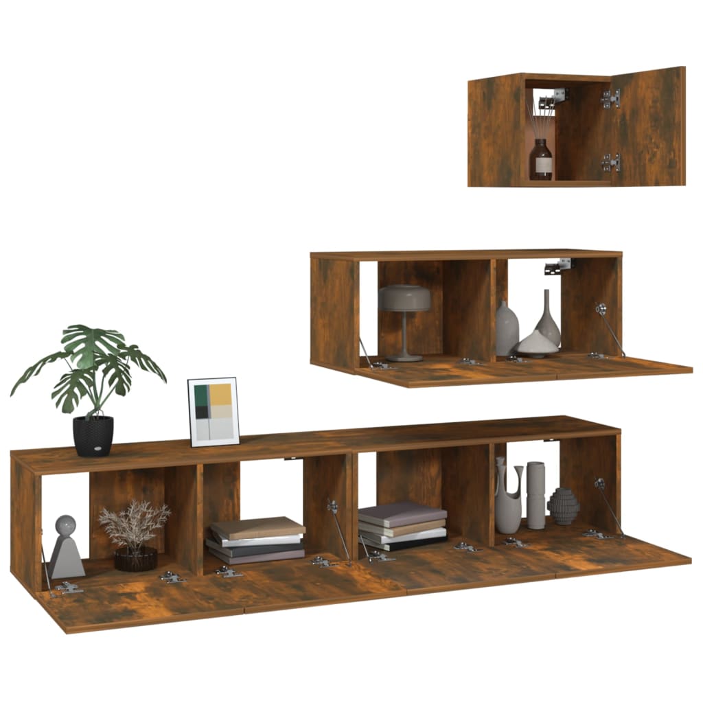 Ensemble de meubles TV 4 pcs Chêne fumé Bois d'ingénierie - XIOS