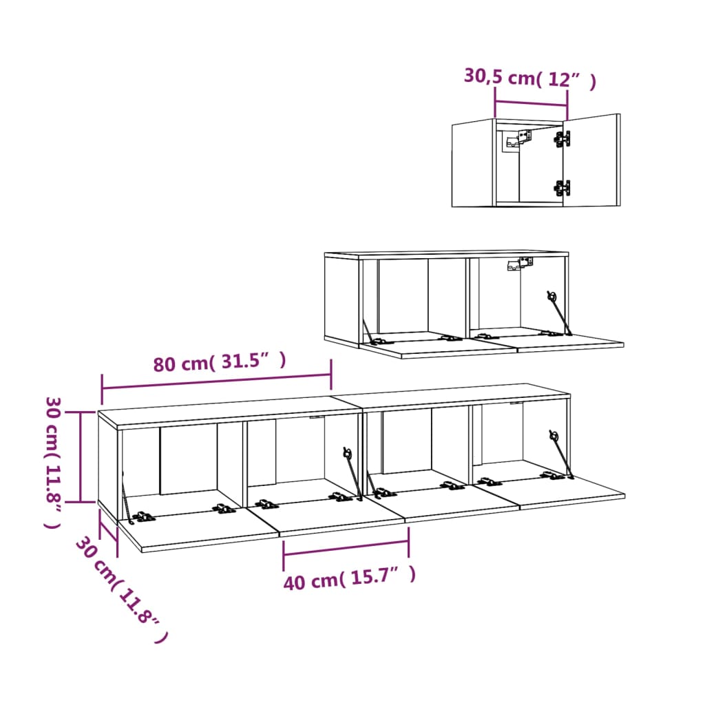Ensemble de meubles TV 4 pcs Chêne fumé Bois d'ingénierie - XIOS