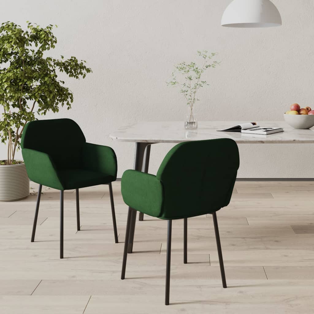 Chaises à manger lot de 2 Vert foncé Velours - XIOS