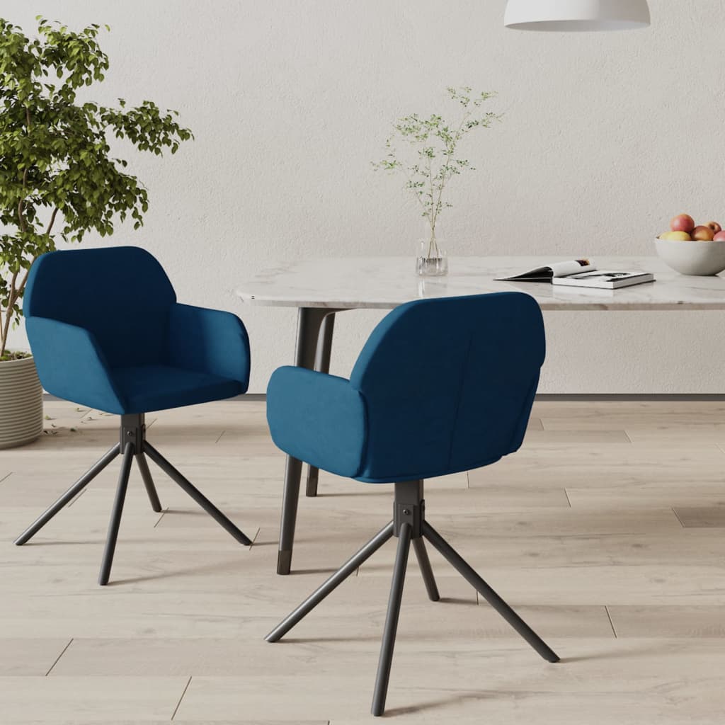 Chaises pivotantes à manger lot de 2 Bleu Velours - XIOS