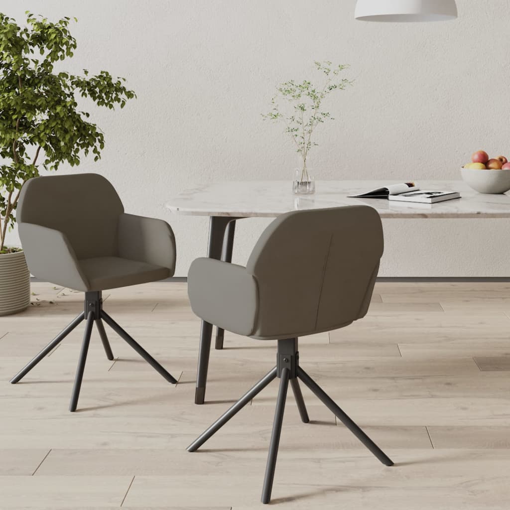 Chaises pivotantes à manger lot de 2 Gris foncé Velours - XIOS