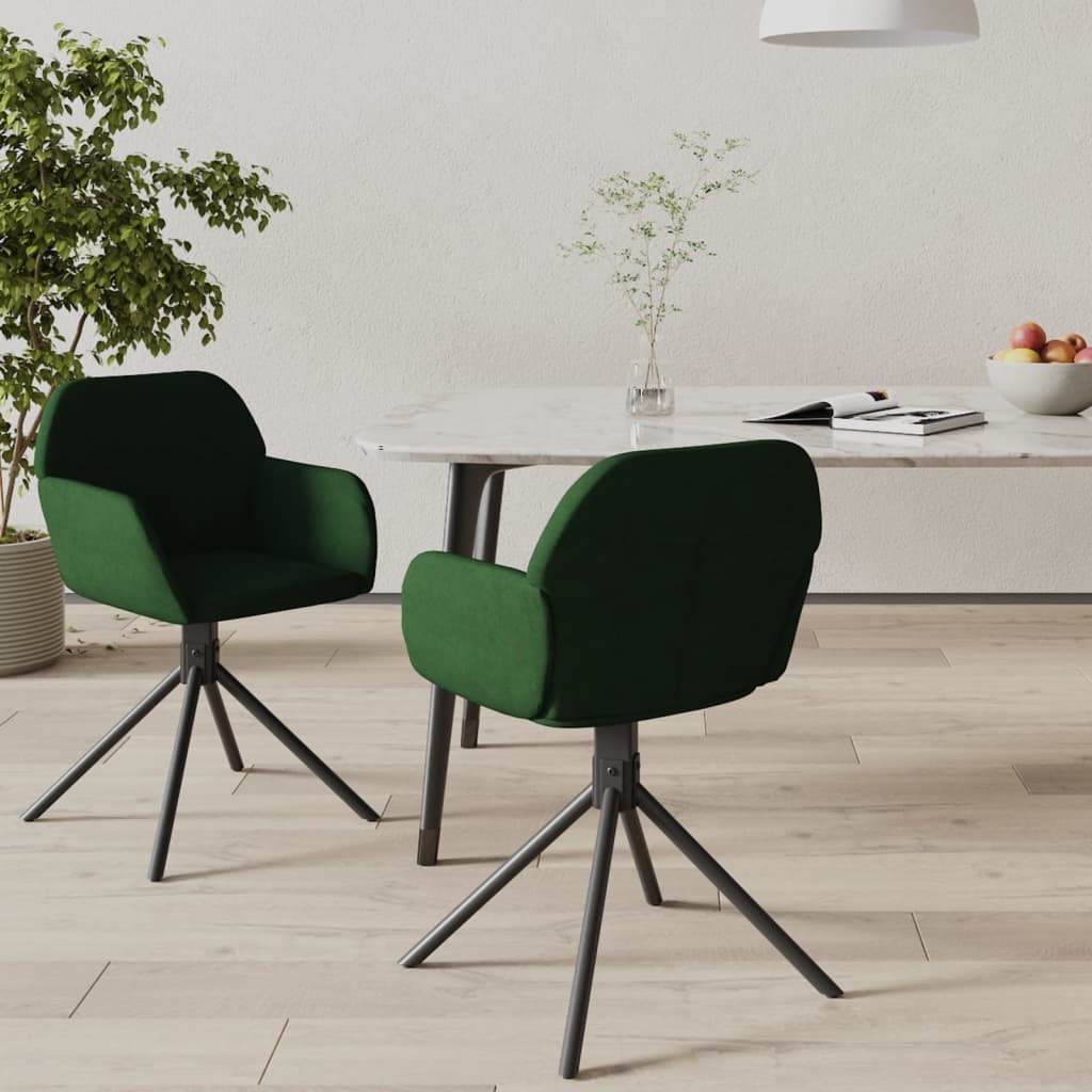Chaises pivotantes à manger lot de 2 Vert foncé Velours - XIOS