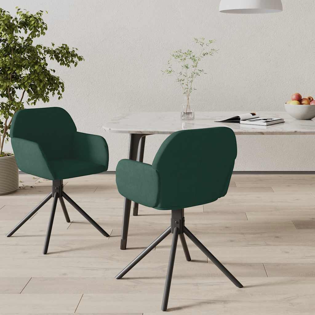 Chaises pivotantes à manger lot de 2 Vert foncé Velours - XIOS