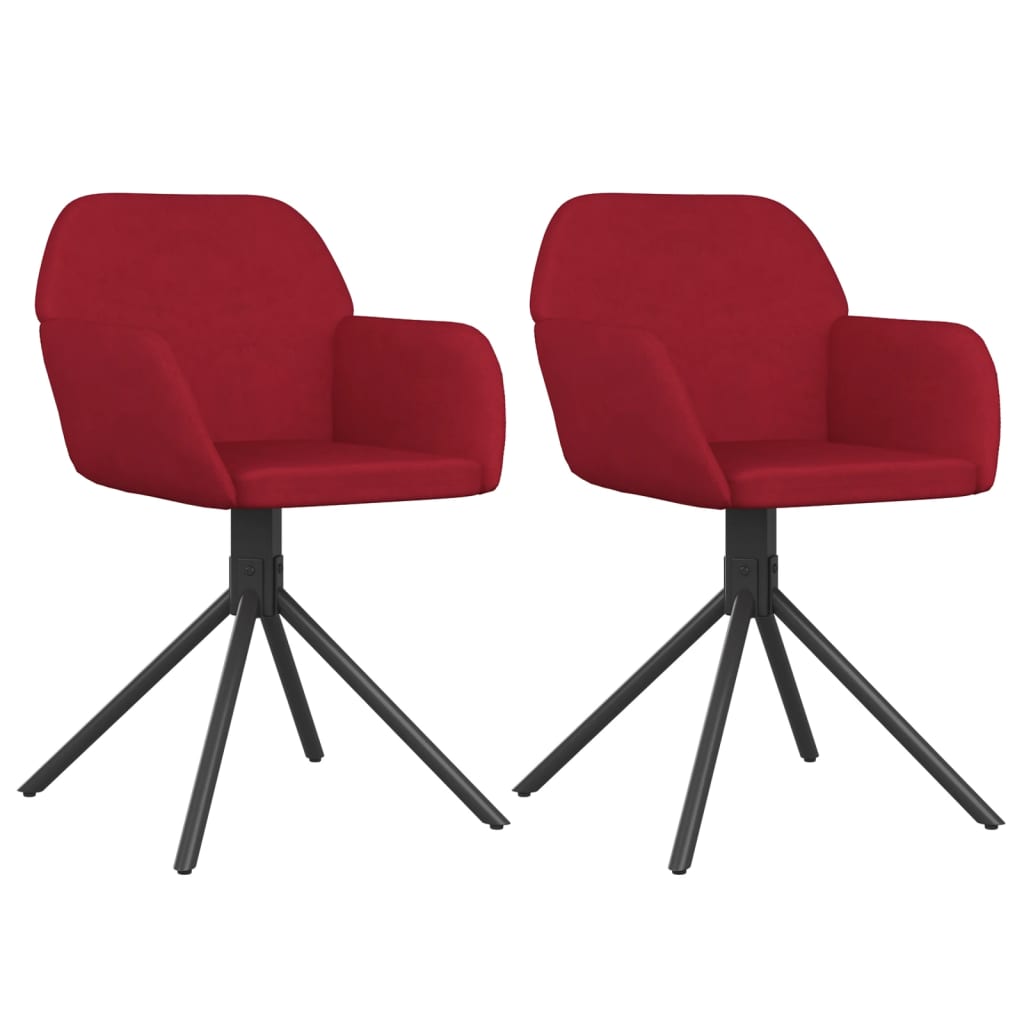 Chaises pivotantes à manger lot de 2 Rouge bordeaux Velours - XIOS