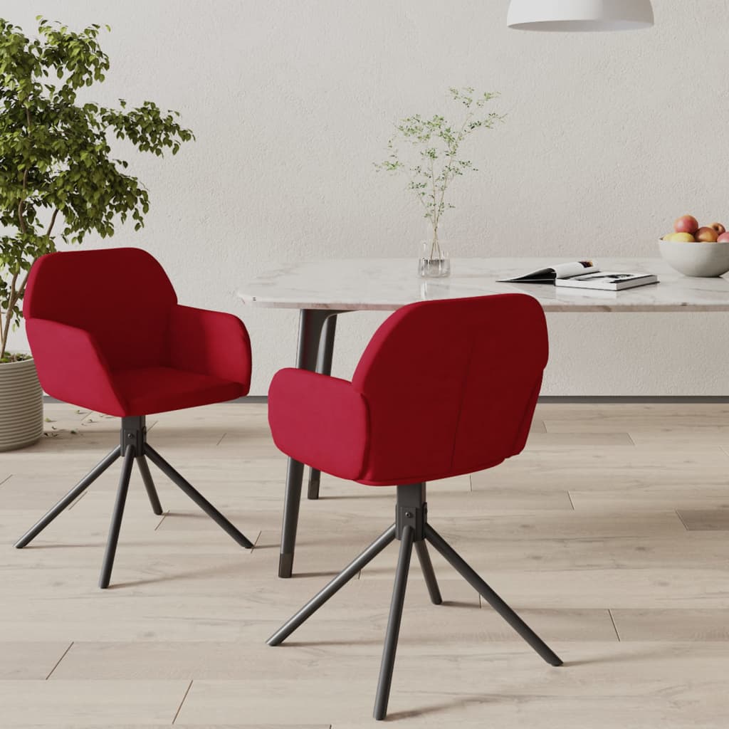 Chaises pivotantes à manger lot de 2 Rouge bordeaux Velours - XIOS