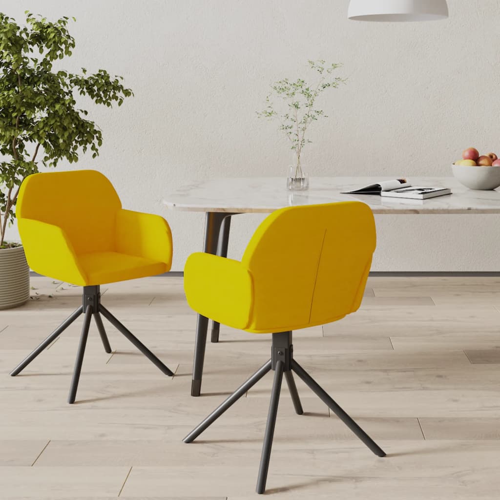 Chaises pivotantes à manger lot de 2 Jaune Velours - XIOS
