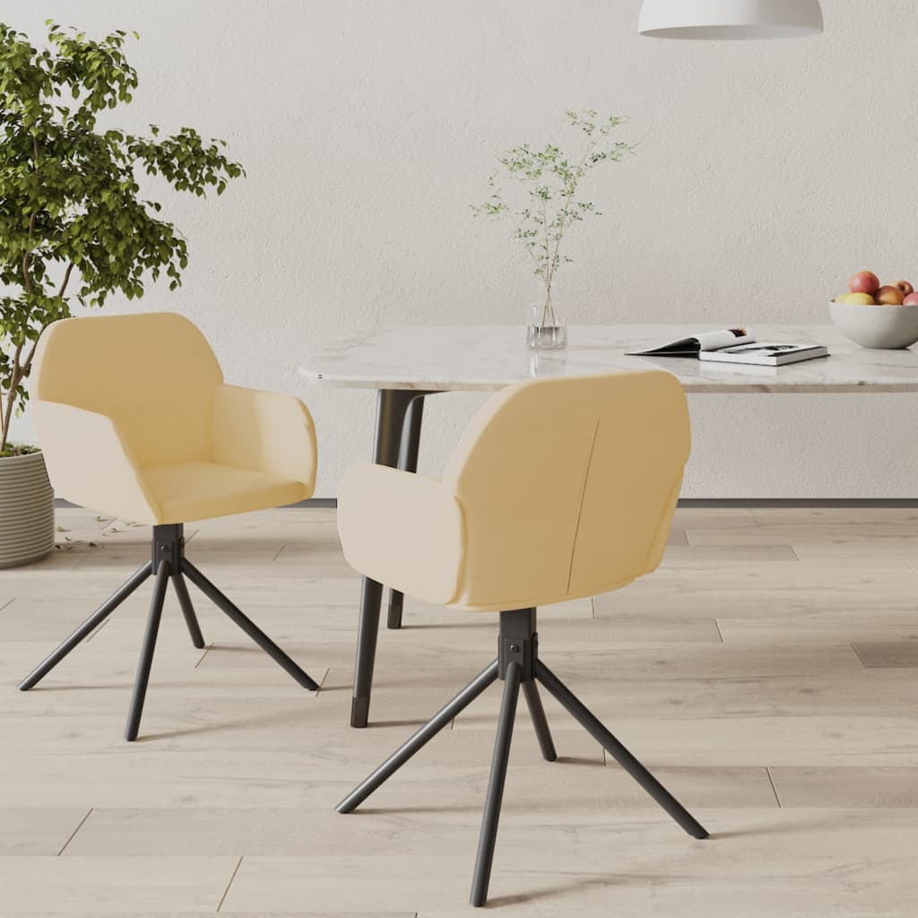 Chaises pivotantes à manger lot de 2 Crème Velours - XIOS