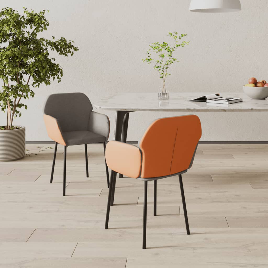 Chaises à manger lot de 2 gris foncé tissu et similicuir - XIOS