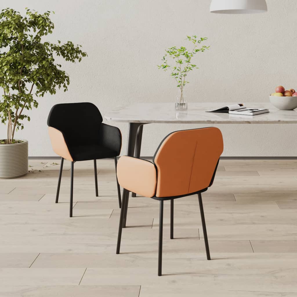 Chaises à manger lot de 2 noir tissu et similicuir - XIOS