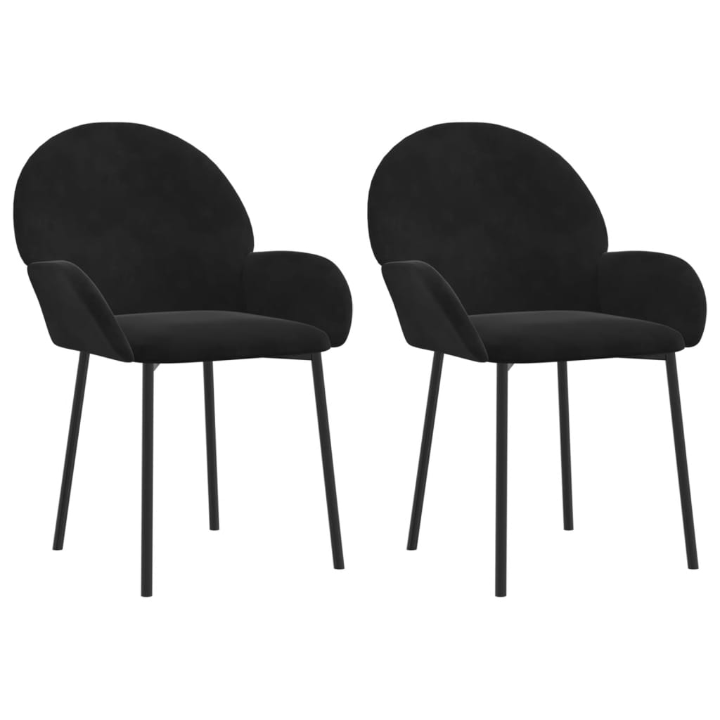 Chaises à manger lot de 2 Noir Velours