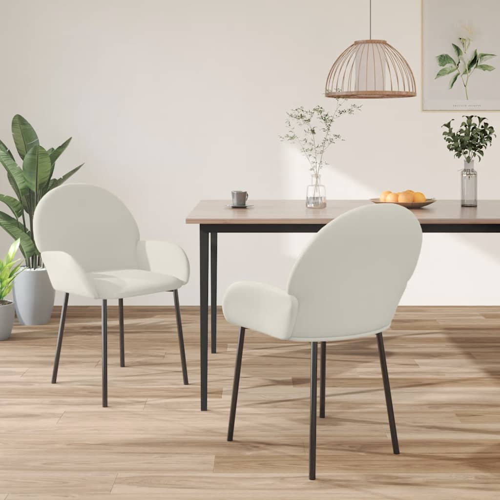 Chaises à manger lot de 2 Crème Velours - XIOS