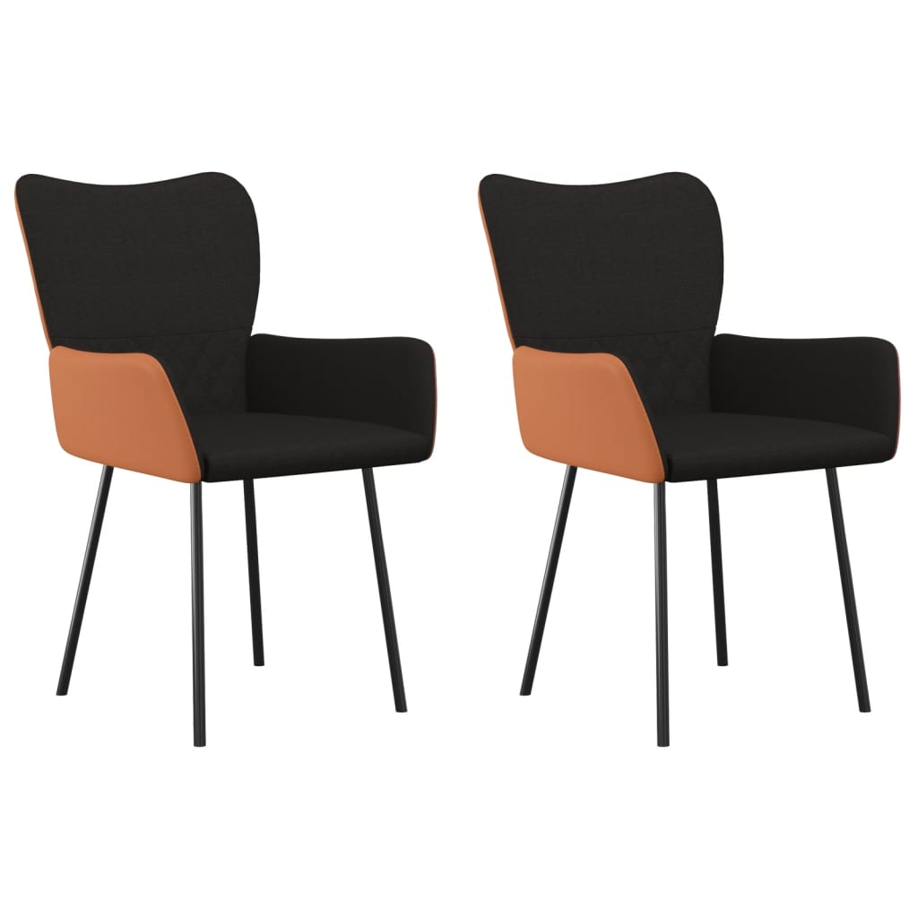 Chaises à manger lot de 2 noir tissu et similicuir - XIOS