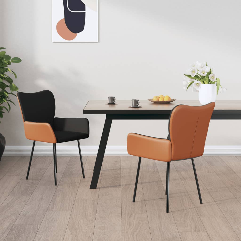 Chaises à manger lot de 2 noir tissu et similicuir - XIOS