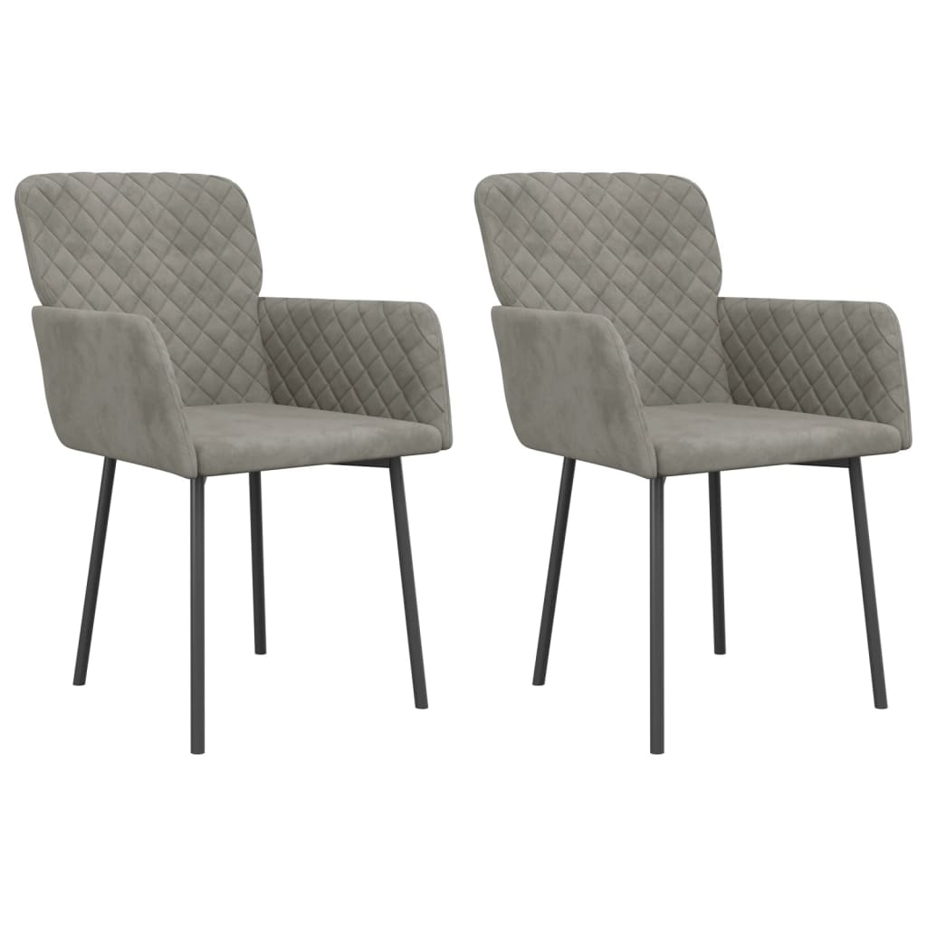 Chaises à manger lot de 2 Gris clair Velours - XIOS