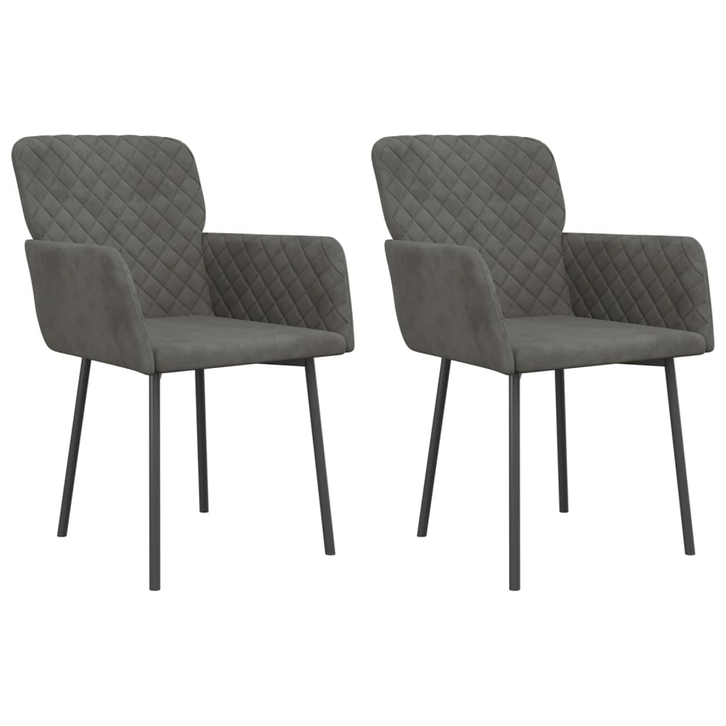 Chaises à manger lot de 2 Gris foncé Velours - XIOS