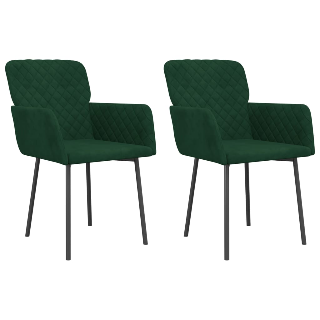 Chaises à manger lot de 2 Vert foncé Velours - XIOS