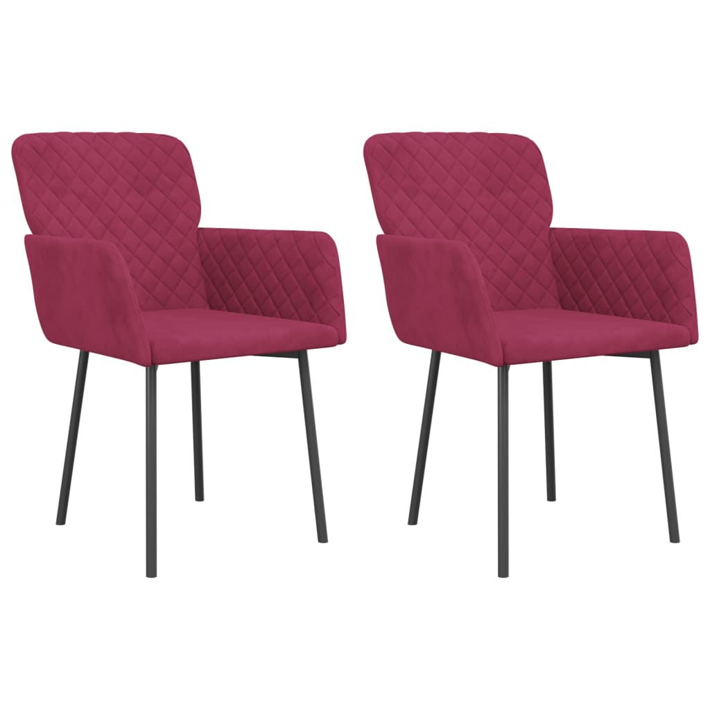 Chaises à manger lot de 2 Rouge bordeaux Velours - XIOS