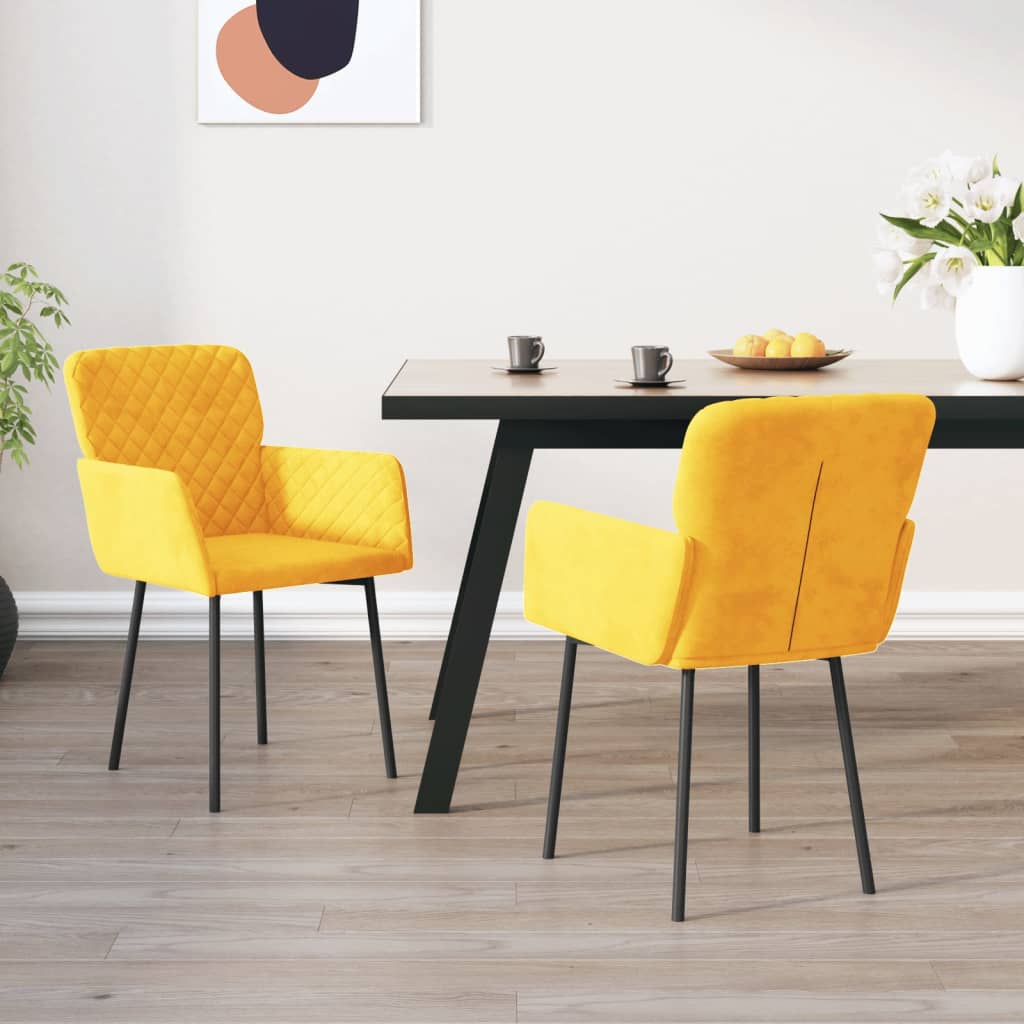 Chaises à manger lot de 2 Jaune Velours - XIOS