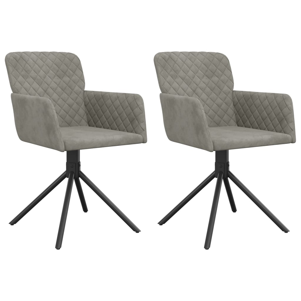 Chaises pivotantes à manger lot de 2 Gris clair Velours - XIOS