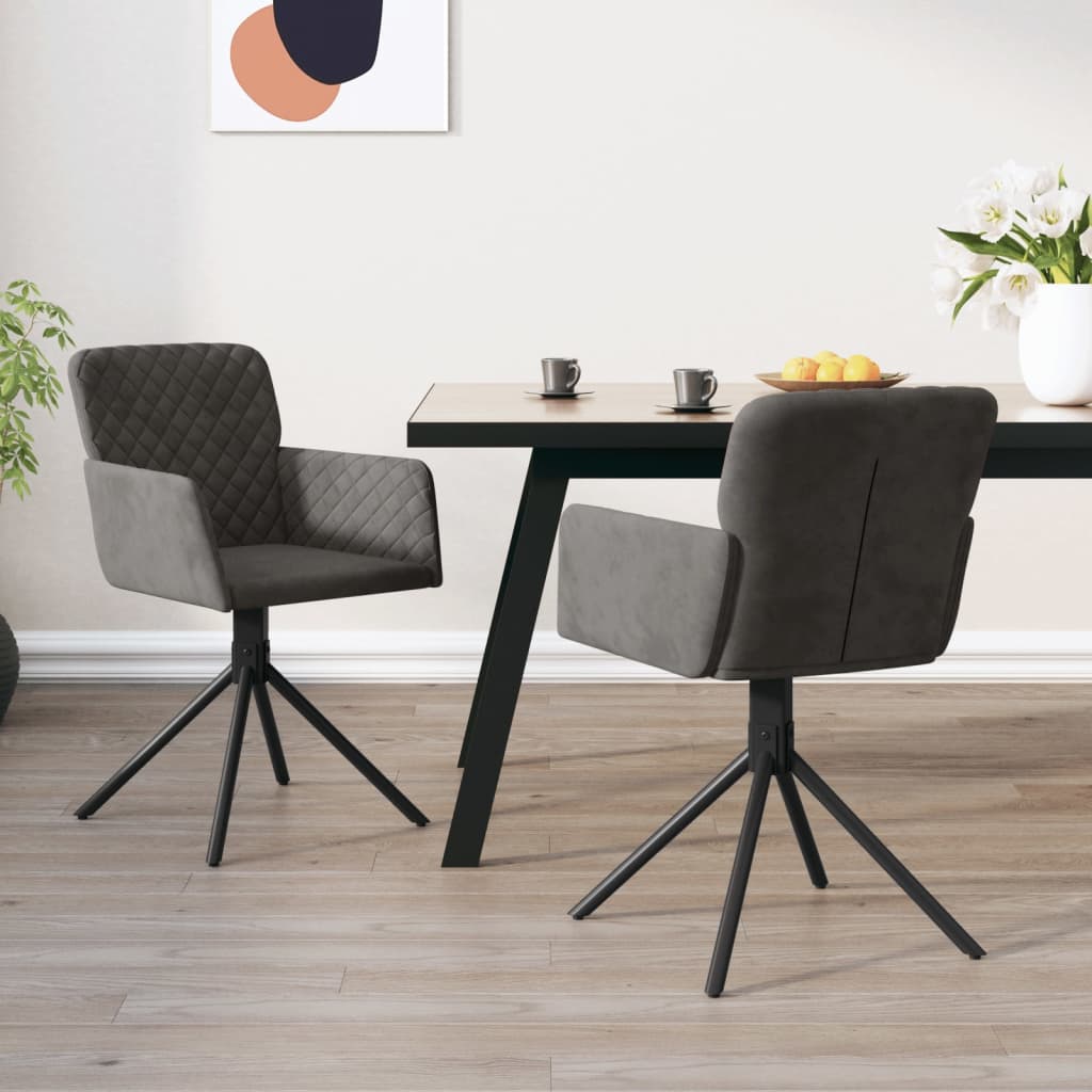 Chaises pivotantes à manger lot de 2 Gris foncé Velours - XIOS